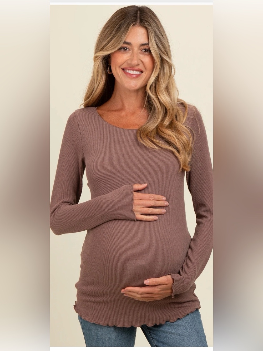 Pinkblush Maternity Ribbed Long Sleeve Top